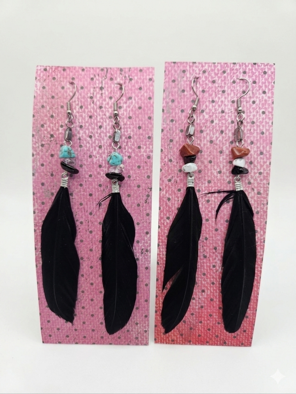 Black Feather Dangle Earrings - Bohemian, Festival, Western